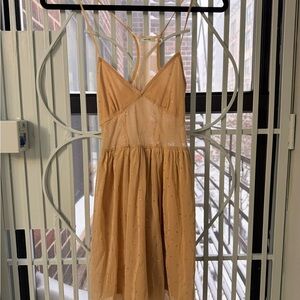 Cutesy Tan Sparkly mini Dress